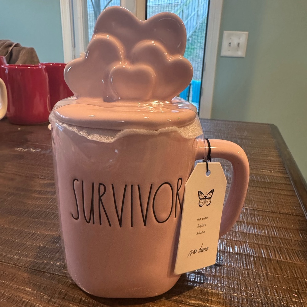 NEW Rae Dunn SURVIVOR Mug with Topper